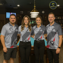 Load image into Gallery viewer, 8 Ball Skeleton Custom Billiard Polo &amp; 1/4 Zip For Women, Funny 8 Ball Pool Billiard Team Jersey|Red TDM5676