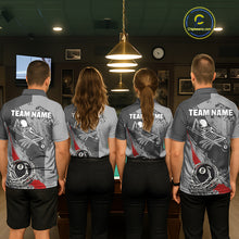 Load image into Gallery viewer, 8 Ball Skeleton Custom Billiard Polo &amp; 1/4 Zip For Women, Funny 8 Ball Pool Billiard Team Jersey|Red TDM5676