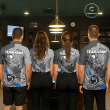 Load image into Gallery viewer, 8 Ball Skeleton Custom Billiard Polo &amp; 1/4 Zip For Women, Funny 8 Ball Pool Billiard Jersey|Blue TDM5677