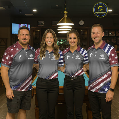 Personalized US Flag 8 Ball Pool Billiard Shirt For Women Custom Patriotic Billiard Team Jersey TDM5678