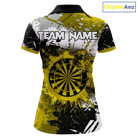 Custom Yellow Grunge Dart Shirt With Pocket Option For Women, Dart Team Jersey TDM5888