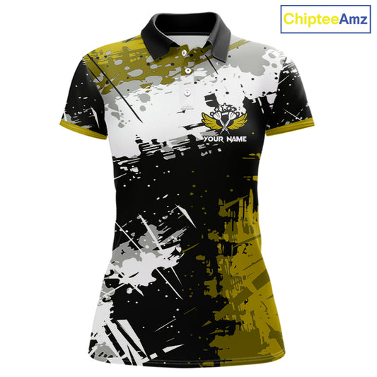 Custom Yellow Grunge Dart Shirt With Pocket Option For Women, Dart Team Jersey TDM5888