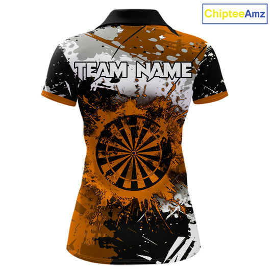 Custom Orange Grunge Dart Shirt With Pocket Option For Women, Dart Team Jersey TDM5889