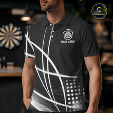 Load image into Gallery viewer, Black And White Darts Jersey For Men Custom Light Streak Darts Team Shirt Polo &amp; Quarter Zip TDM6028