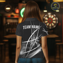 Load image into Gallery viewer, Black And White Darts Jersey For Women Custom Light Streak Darts Team Shirt Polo &amp; Quarter Zip TDM6028