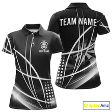 Load image into Gallery viewer, Black And White Darts Jersey For Women Custom Light Streak Darts Team Shirt Polo &amp; Quarter Zip TDM6028