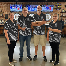 Load image into Gallery viewer, Black And White Darts Jersey For Women Custom Light Streak Darts Team Shirt Polo &amp; Quarter Zip TDM6028