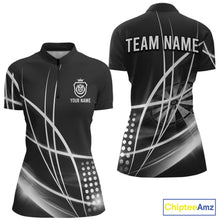 Load image into Gallery viewer, Black And White Darts Jersey For Women Custom Light Streak Darts Team Shirt Polo &amp; Quarter Zip TDM6028