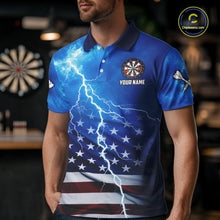 Load image into Gallery viewer, Blue Lightning American Flag Eagle Dart Shirt With Pocket Option For Men TDM6030