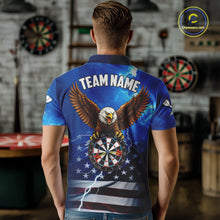 Load image into Gallery viewer, Blue Lightning American Flag Eagle Dart Shirt With Pocket Option For Men TDM6030
