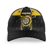 Load image into Gallery viewer, Personalized Dart Board Fire Flame Yellow Darts Caps For Player Custom Name Darts Hats Gifts TDM1397