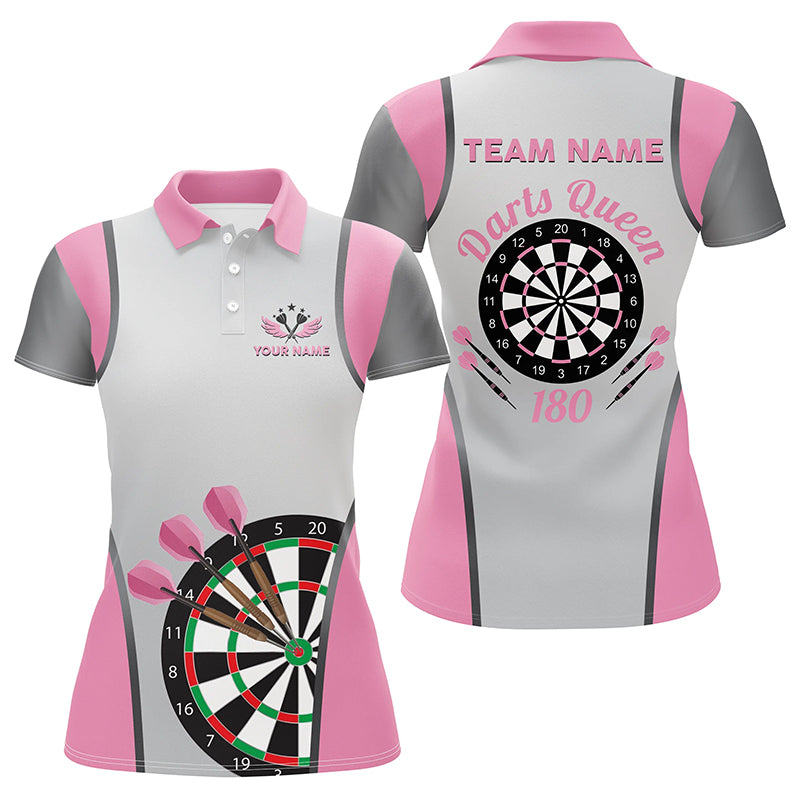 Personalized Pink Darts Queen 180 Women Darts Polo Shirts Best Custom Mother's Day Darts Gifts TDM1402