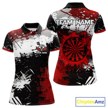 Load image into Gallery viewer, Red Grunge Paint Splash Dart Polo &amp; Quarter Zip Custom Dart Shirts For Women Darts Team Jerseys  TDM3858