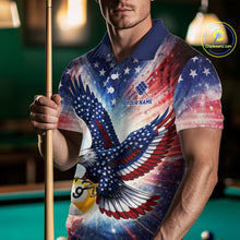 Load image into Gallery viewer, Custom 9 Ball American Flag Eagle Billiard Shirt For Men, Patriotic Pool Team Jersey Polo, 1/4 Zip TDM6282