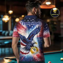 Load image into Gallery viewer, Custom 9 Ball American Flag Eagle Billiard Shirt For Men, Patriotic Pool Team Jersey Polo, 1/4 Zip TDM6282