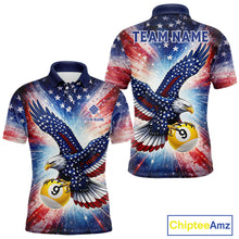 Load image into Gallery viewer, Custom 9 Ball American Flag Eagle Billiard Shirt For Men, Patriotic Pool Team Jersey Polo, 1/4 Zip TDM6282