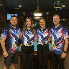 Load image into Gallery viewer, Custom 9 Ball American Flag Eagle Billiard Shirt For Men, Patriotic Pool Team Jersey Polo, 1/4 Zip TDM6282