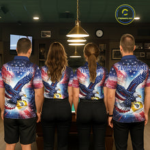 Load image into Gallery viewer, Custom 9 Ball American Flag Eagle Billiard Shirt For Men, Patriotic Pool Team Jersey Polo, 1/4 Zip TDM6282