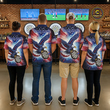 Load image into Gallery viewer, Personalized American Flag Eagle Darts Shirt For Men, Patriotic Darts Team Jersey Polo &amp; 1/4 Zip TDM6283