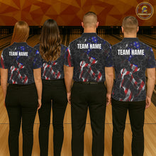 Load image into Gallery viewer, Custom American Flag Smoke Bowling Shirt For Women, Patriotic Team Bowling Jersey Polo &amp; 1/4 Zip TDM6290