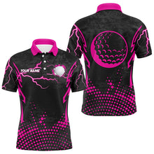 Load image into Gallery viewer, Personalized Pink Golf Ball Point Pattern Custom Mens Golf Polo Shirts, Team Men Golf Apparel TDM1980