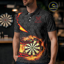 Load image into Gallery viewer, Personalized Fire Flame Dartboard Geometric Pattern Darts Shirt For Men, Custom Darts Team Jerseys TDM4320