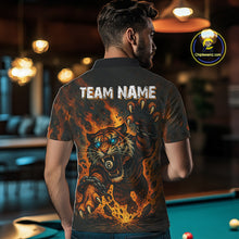 Load image into Gallery viewer, Personalized 8 Ball Tiger Fire Billiard Shirt For Men Custom Pool Team Jersey Polo &amp; 1/4 Zip TDM4538