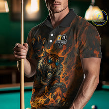 Load image into Gallery viewer, Personalized 8 &amp; 9 Ball Tiger Fire Billiard Shirt For Men Custom Pool Team Jersey Polo &amp; 1/4 Zip TDM4539