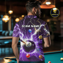 Load image into Gallery viewer, Thunder Lightning Strike 8 Ball Men Billiard Shirts Custom Purple Billiard League Pool Team Jersey TDM4544