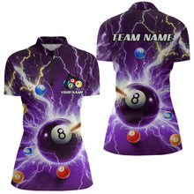 Load image into Gallery viewer, Thunder Lightning Strike 8 Ball Women Billiard Shirts Custom Purple Billiard League Pool Team Jersey TDM4544