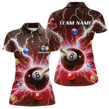 Load image into Gallery viewer, Thunder Lightning Strike 8 Ball Women Billiard Shirts Custom Red Billiard League Pool Team Jersey TDM4545