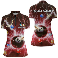 Load image into Gallery viewer, Thunder Lightning Strike 8 Ball Women Billiard Shirts Custom Red Billiard League Pool Team Jersey TDM4545