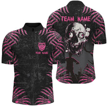 Load image into Gallery viewer, Funny Skull Claw Pattern Custom Men Billiard Shirts, Grunge Pink Black Halloween Billiard Jerseys TDM2698