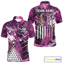 Load image into Gallery viewer, Purple Grunge US Flag Billiard Shirt For Men Custom 8 Ball Pool Team Shirt, Billiard Jersey TDM4969