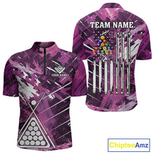 Load image into Gallery viewer, Purple Grunge US Flag Billiard Shirt For Men Custom 8 Ball Pool Team Shirt, Billiard Jersey TDM4969