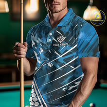 Load image into Gallery viewer, Blue Grunge US Flag Billiard Shirt For Men Custom 8 Ball Pool Team Shirt, Funny Billiard Jersey TDM4971