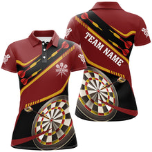 Load image into Gallery viewer, Personalized Red Darts Tournament Polo &amp; 1/4 Zip Shirts For Women Custom 3D Darts Board Team Jerseys TDM2950