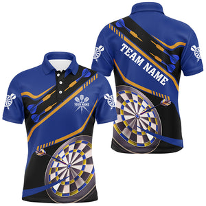 Personalized Blue Darts Tournament Polo & 1/4 Zip Shirts For Men Custom 3D Darts Board Team Jerseys TDM2951