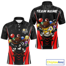 Load image into Gallery viewer, Funny 8 Ball &amp; 9 Ball Billiard Shirt For Men Custom Black And Red Pool Team Shirt, Billiard Jersey TDM5408