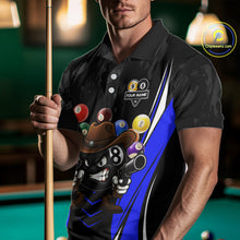 Load image into Gallery viewer, Funny 8 Ball &amp; 9 Ball Billiard Shirt For Men Custom Black And Blue Pool Team Shirt, Billiard Jersey TDM5409
