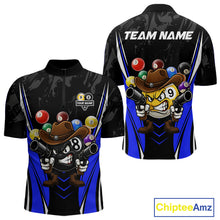 Load image into Gallery viewer, Funny 8 Ball &amp; 9 Ball Billiard Shirt For Men Custom Black And Blue Pool Team Shirt, Billiard Jersey TDM5409