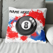 Load image into Gallery viewer, Personalized 8 Ball Pool Watercolor Throw Pillow, Billiard Pillows Gifts TDM0881