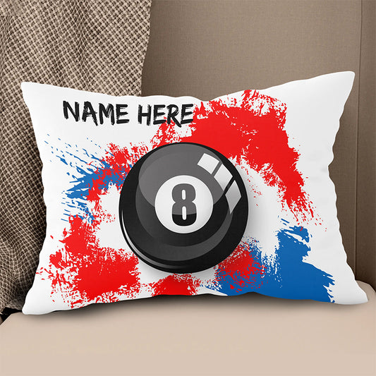 Personalized 8 Ball Pool Watercolor Throw Pillow, Billiard Pillows Gifts TDM0881
