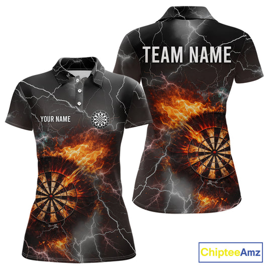 Custom Lightning Flame Darts Shirt With Pocket Option For Women, Darts Jersey TDM5684