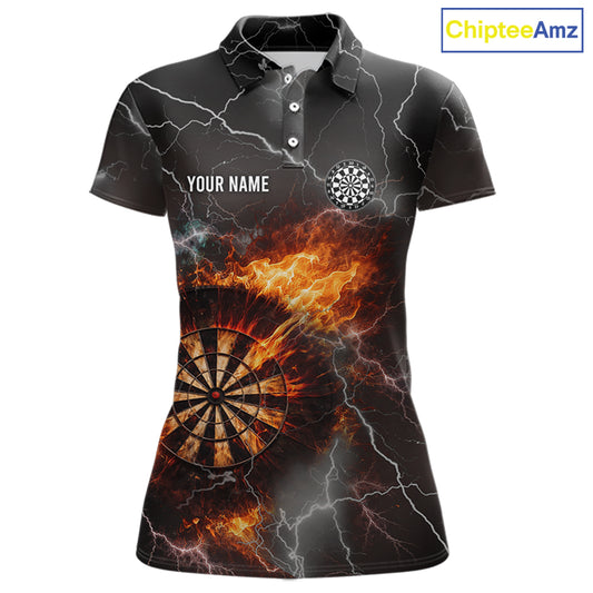 Custom Lightning Flame Darts Shirt With Pocket Option For Women, Darts Jersey TDM5684