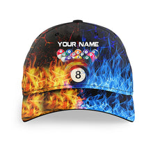 Load image into Gallery viewer, Billiard 8 Ball Water Fire Personalized Name 3D Billiard Caps Custom Pool League Hats For Player TDM1077