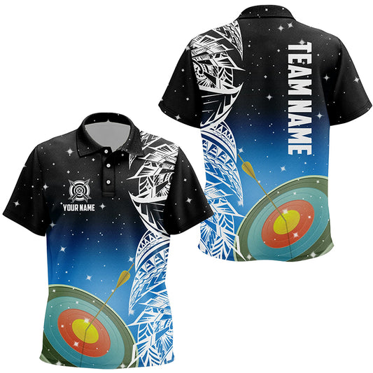 Personalized 3D Target Archery Blue Galaxy Pattern Kid Polo Shirts, Team League Archery Jerseys TDM1085