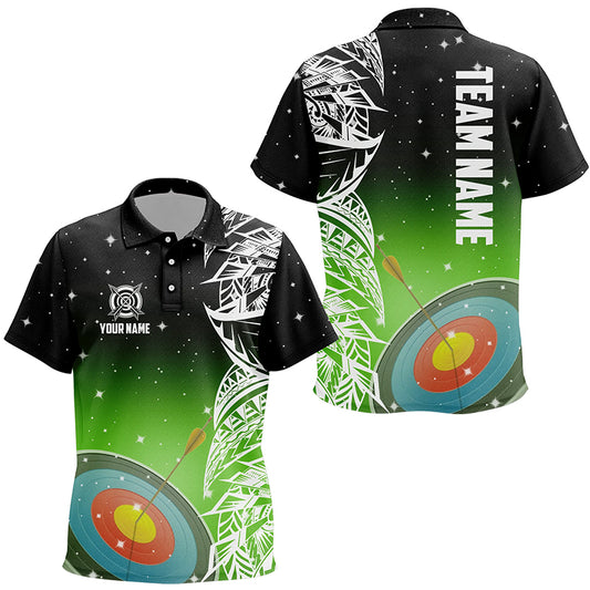 Personalized 3D Target Archery Green Galaxy Pattern Kid  Polo Shirts, Team League Archery Jerseys TDM1086