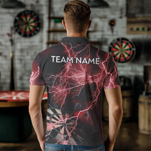 Load image into Gallery viewer, Black And Red Thunder Lightning Dart Shirts With Pocket For Men Custom 3D Darts Team Jerseys TDM3523
