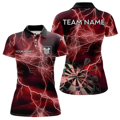 Red Black Thunder Lightning Dart Shirt & Pocket For Women Custom Dart Jersey TDM3523